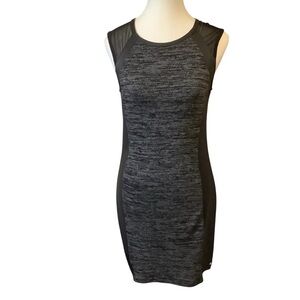 FOXY JEANS COUTURE BLACK & GRAY DRESS WITH MESH & FAUX LEATHER DETAILING/ Size M